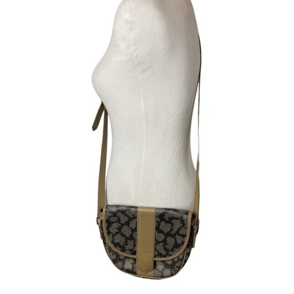 Saint Laurent YSL Brown Tan Giraffe Print Coated Canvas Vintage Crossbody Bag - Picture 3 of 16